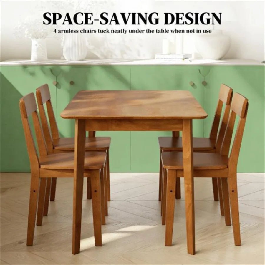 5-piece solid wood dining room farmhouse dining table 4 chairs dining