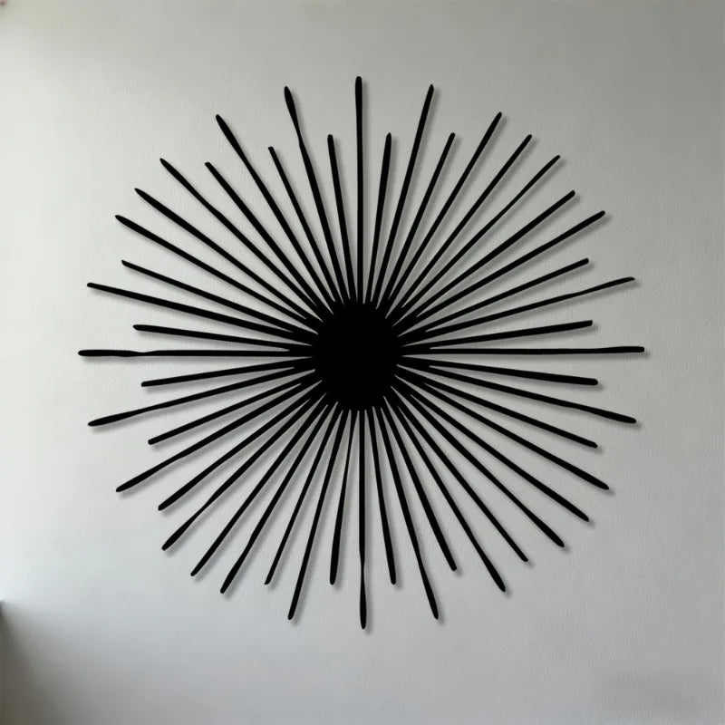 Modern 2D Flat Sunburst Metal Wall Art - Contemporary Aluminum Sculpture Decor