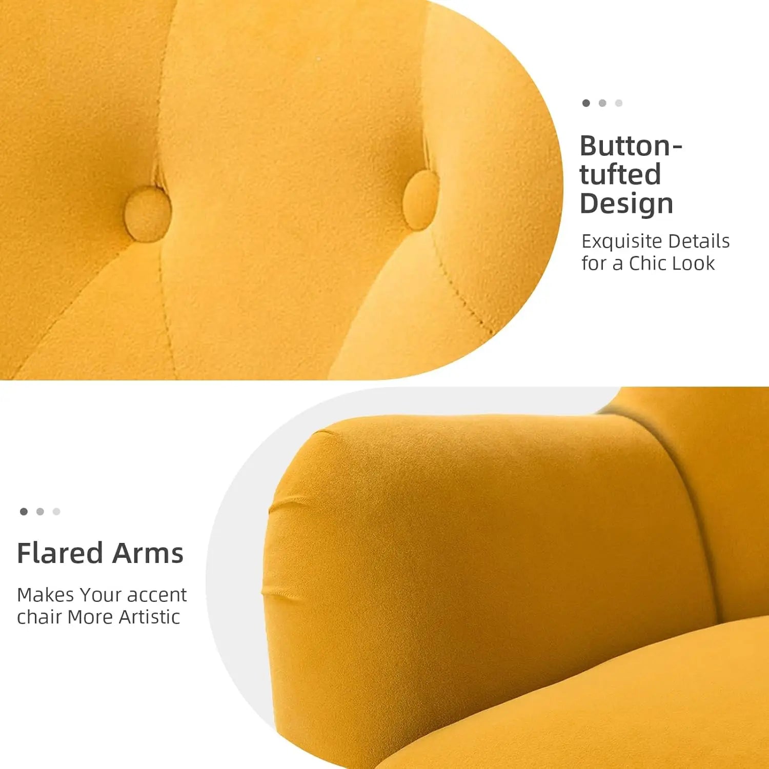 Velvet Accent Chair, Modern Wingback Arm Chair with Metal Gold Legs