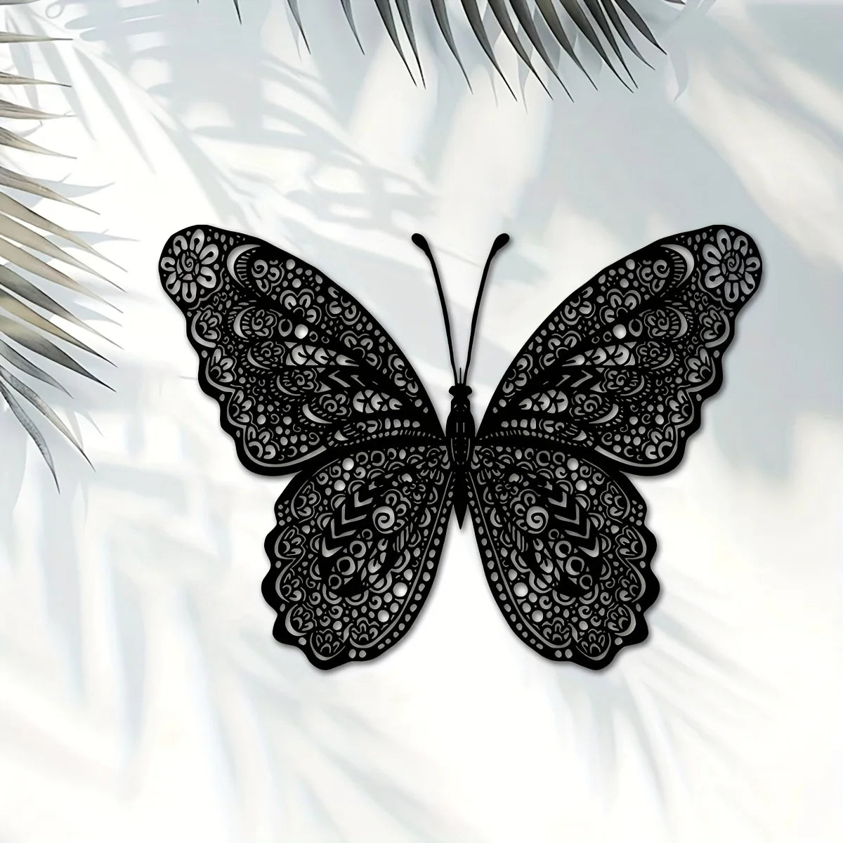 Butterfly Metal Wall Art, Intricate Floral Design, Indoor Outdoor Garden Hanging