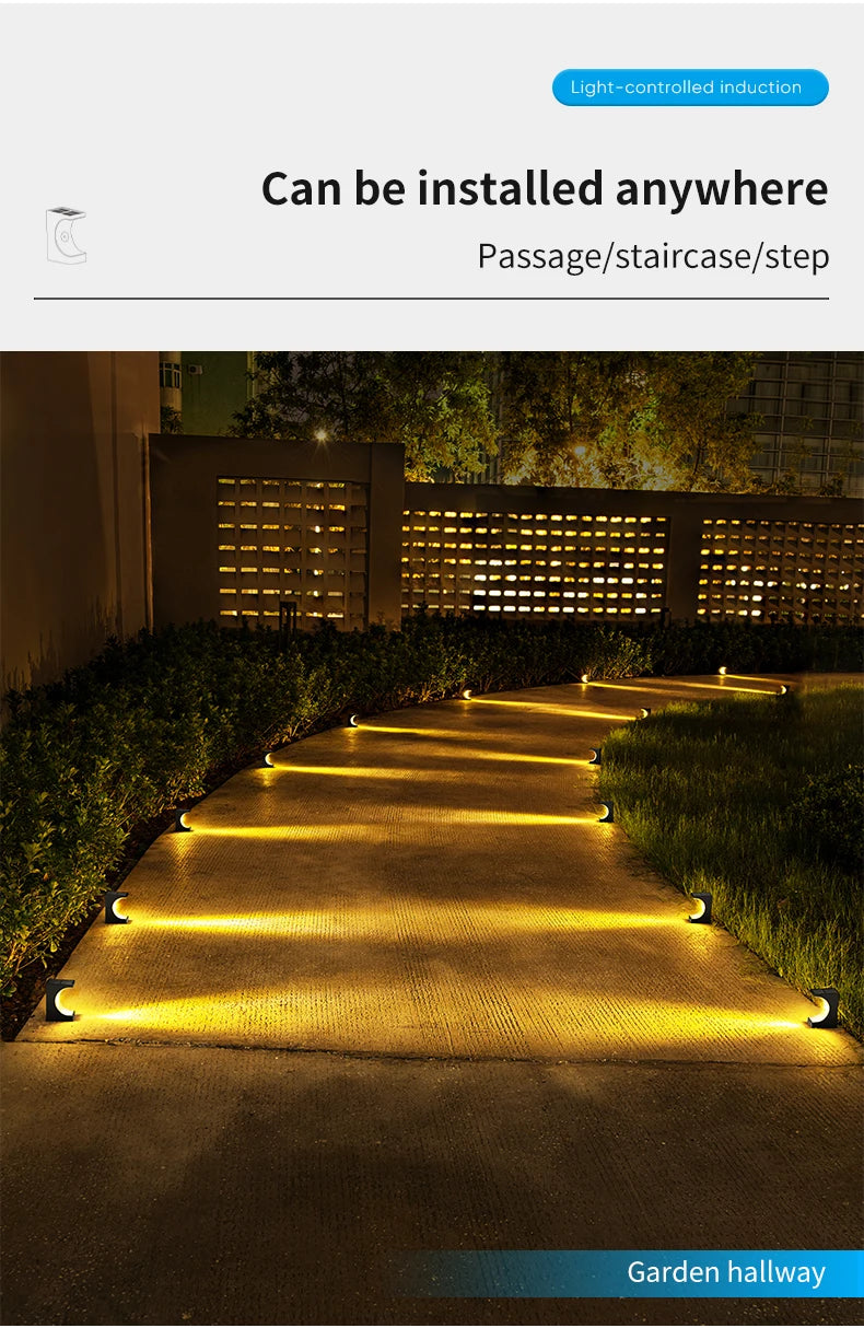 8/12Pcs Solar Step Lights Pathway Stair Outdoor Garden Lights Waterproof Lights