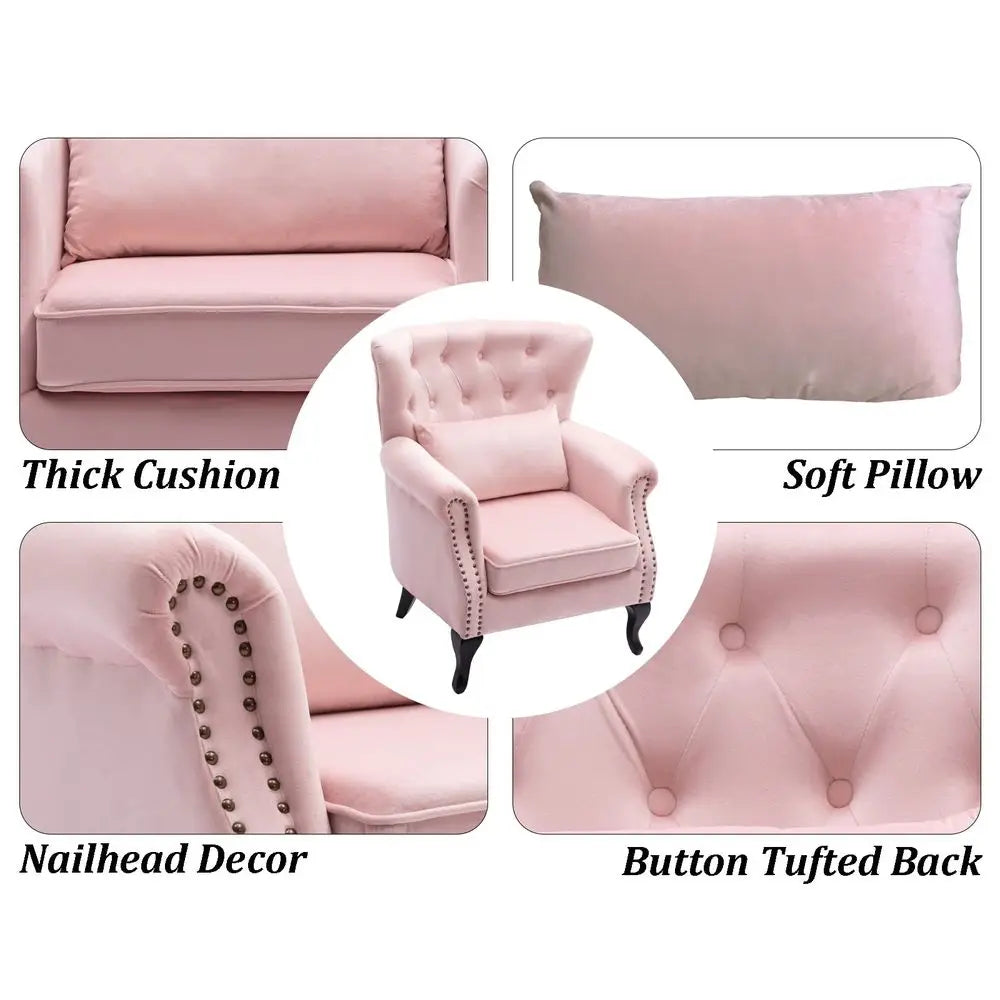 Accent Chair for Living Room Velvet Button Tufted Armchair Wingback Chair