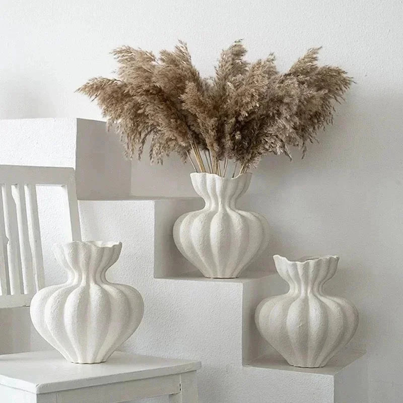 French Ceramic Vase Minimalist Floral Vessel Table Centerpiece Home Decor
