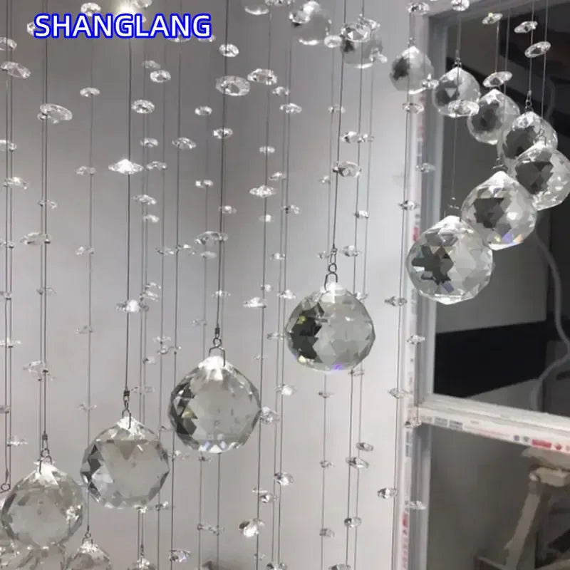 Modern Large K9 Crystal LED Chandeliers for Spiral Living Room Staircase Lamp