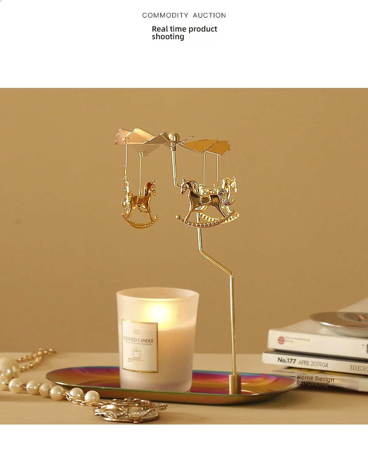 Windmill Rotating Candle Holder Lamp Gold Metal for Table Design Candlesticks