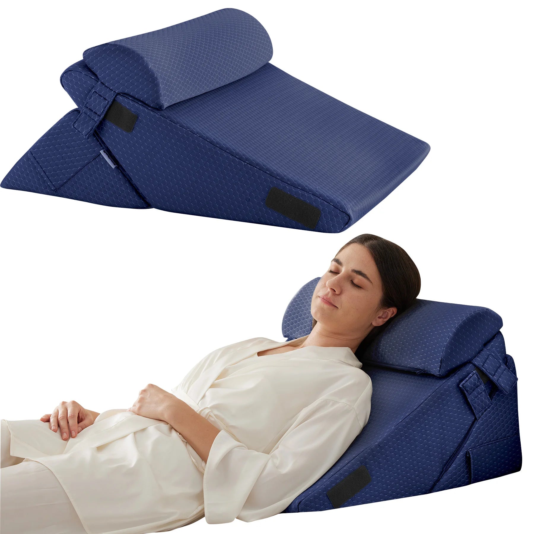 3pcs bed wedge pillow set, foam wedge pillow for back, leg and knee support
