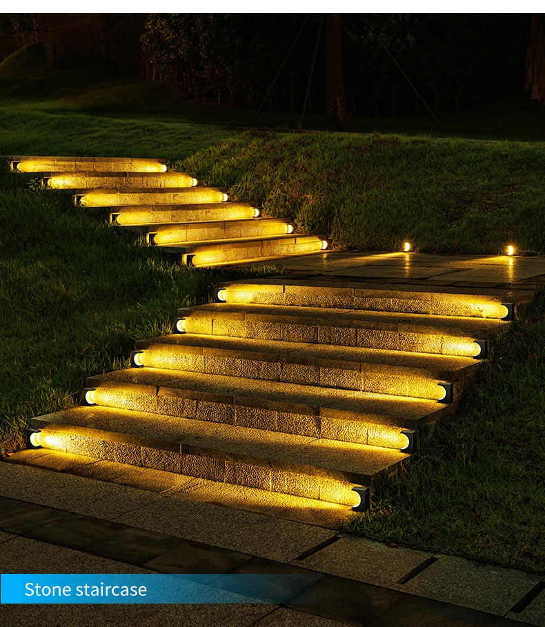 8/12Pcs Solar Step Lights Pathway Stair Outdoor Garden Lights Waterproof Lights