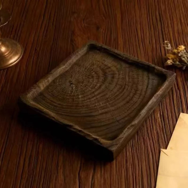 Solid wood tea tray, carbonized camphor wood dry brewing table, handmade