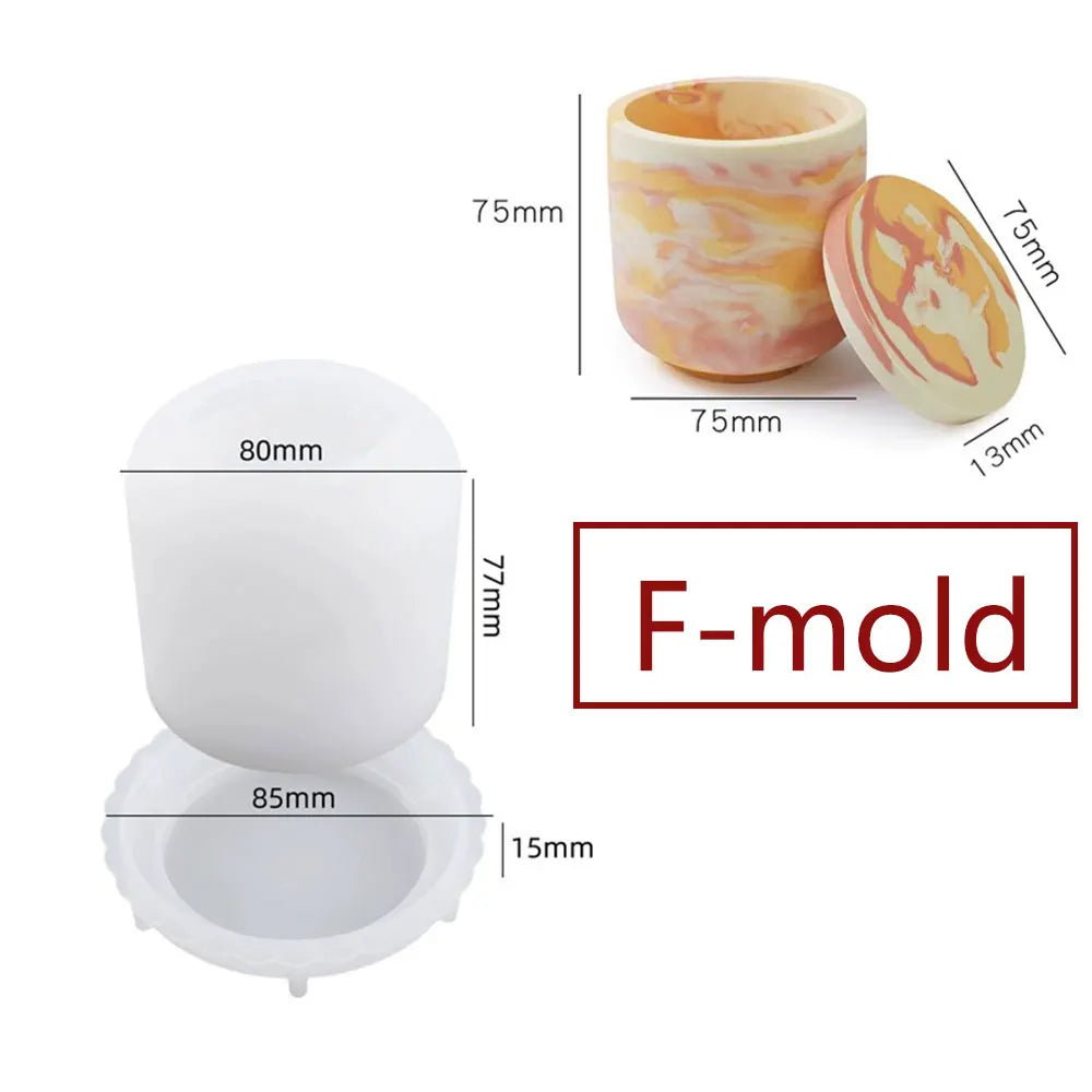Concrete Lava Jar Candle Cup Mold DIY Round Plaster Storage Box Cement Plant