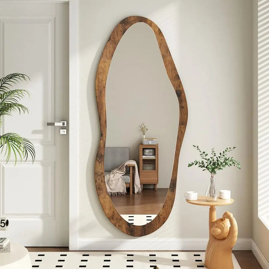 Large Mirrors with Wood Framed 47x20 Vintage Irregular Wall Mirror Living Room