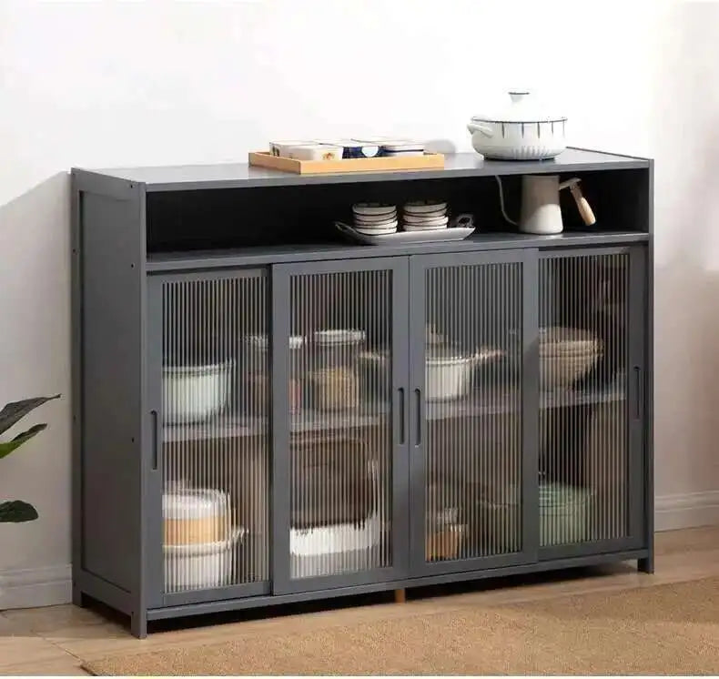 Modern Minimalist Kitchen Cabinet for Home Dust-proof Two-way Sliding Door