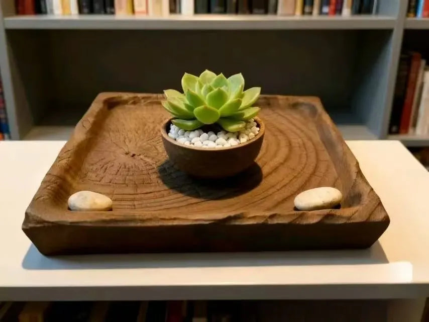 Solid wood tea tray, carbonized camphor wood dry brewing table, handmade
