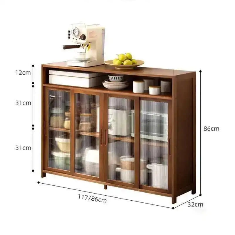 Modern Minimalist Kitchen Cabinet for Home Dust-proof Two-way Sliding Door