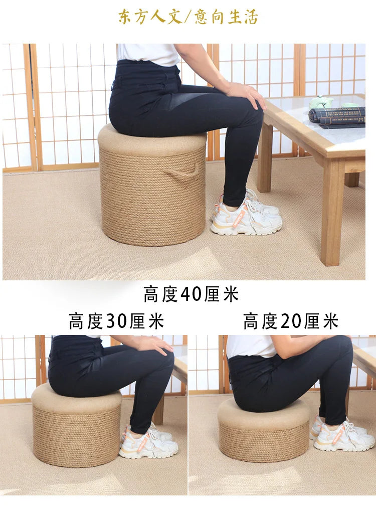 Adult-Seated Floor Seat Decor‌ Natural Jute Handwoven Pouf Ottoman