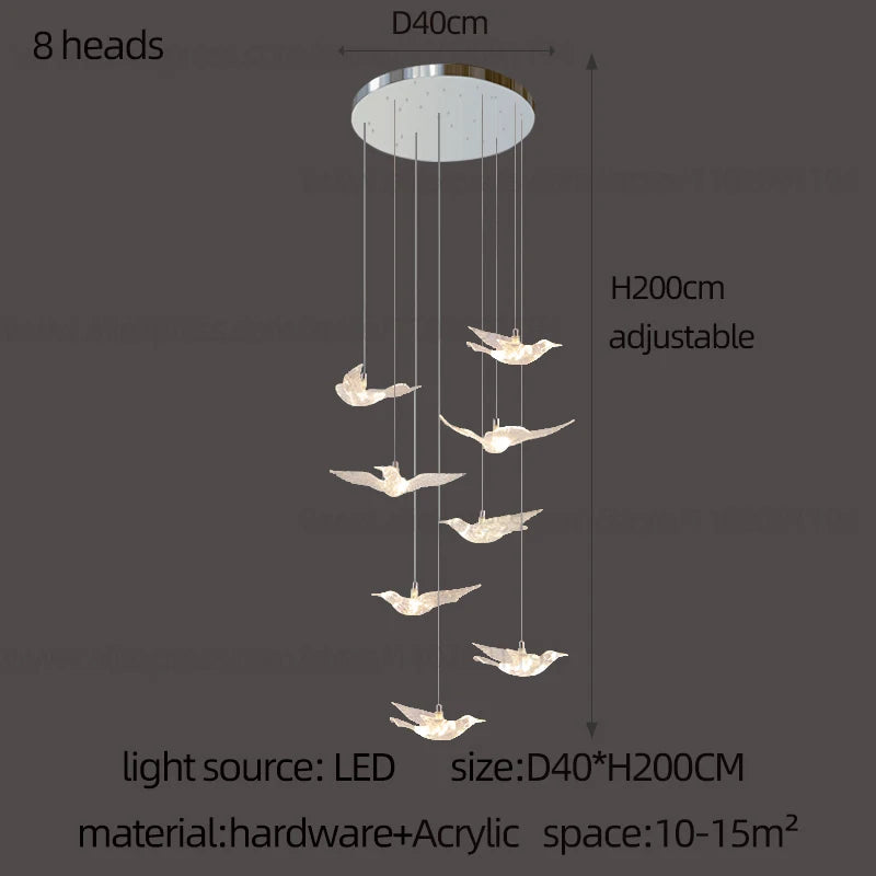 Led Bird Pendant Lamp Home Decoration Lighting Hanging Lamp Design Chandelier
