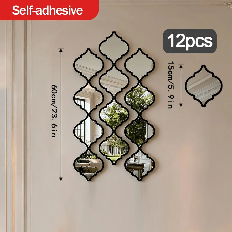 12pcs Large Moroccan Mirror  Wall Mounted for Living Room, Hallway Decor