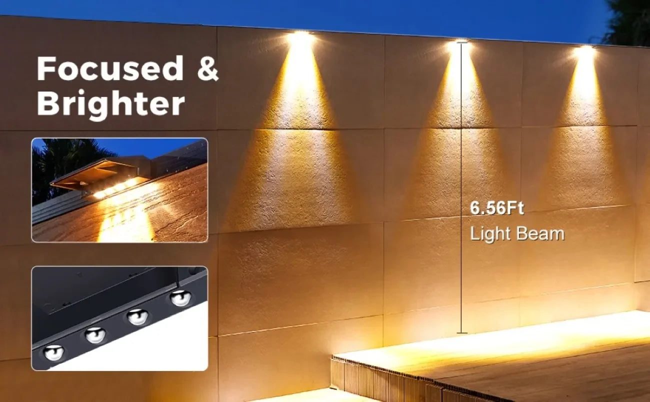 Solar Wall Lights 4 LED Solar Fence Lights Outdoor Waterproof Solar Deck Lights Wall