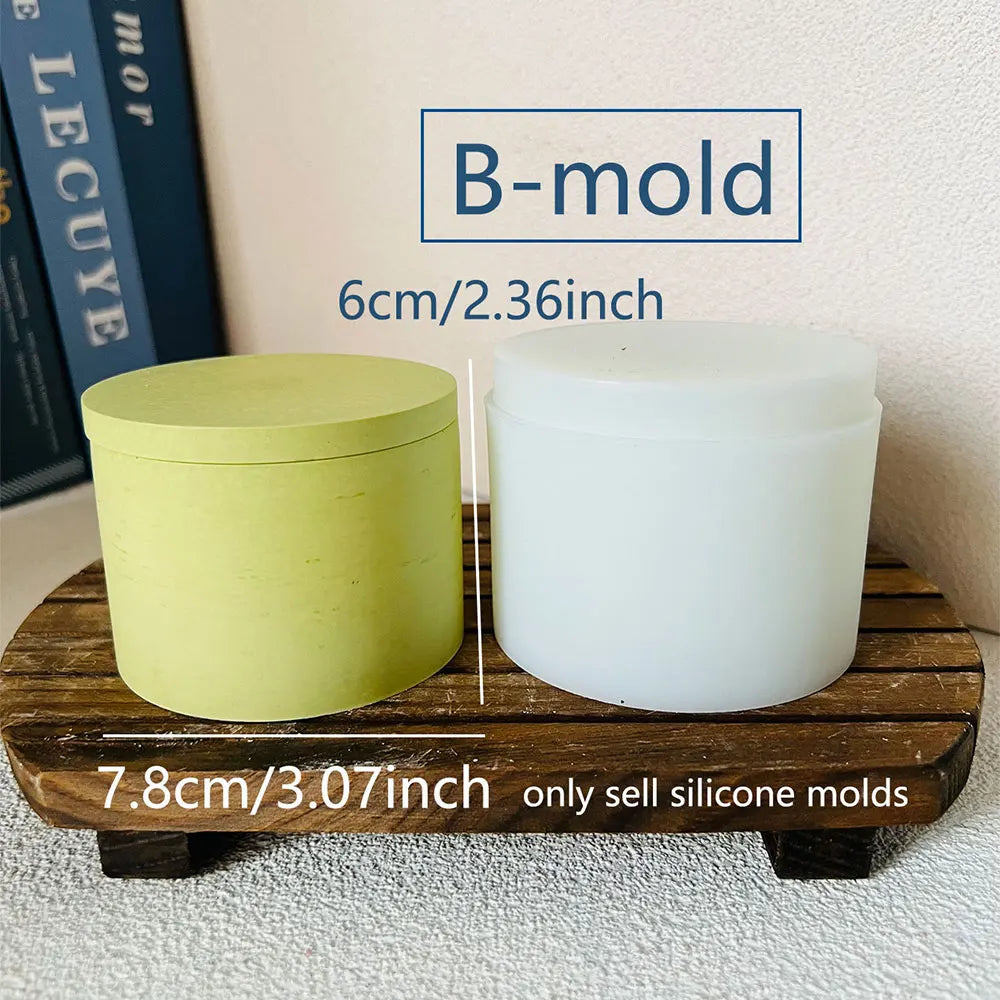 Concrete Lava Jar Candle Cup Mold DIY Round Plaster Storage Box Cement Plant