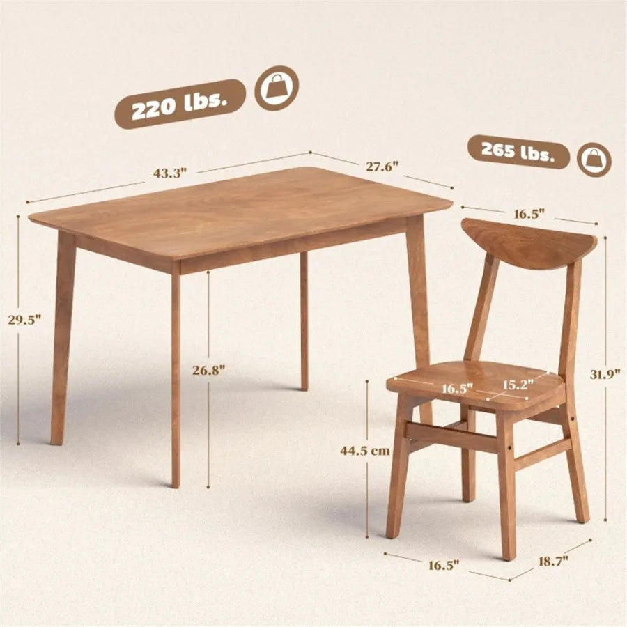 5-piece solid wood dining room farmhouse dining table 4 chairs dining