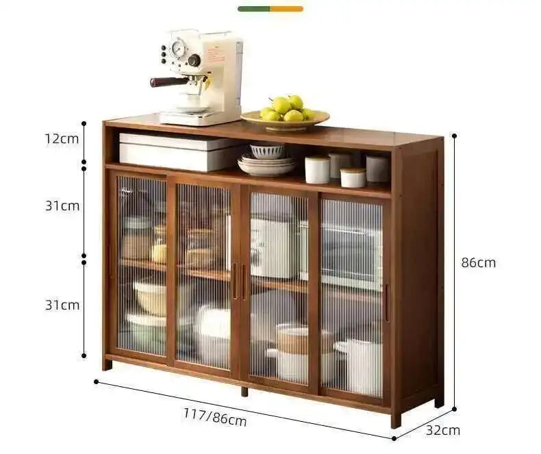 Modern Minimalist Kitchen Cabinet for Home Dust-proof Two-way Sliding Door