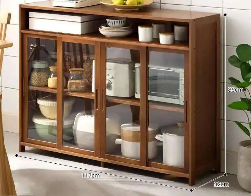 Modern Minimalist Kitchen Cabinet for Home Dust-proof Two-way Sliding Door