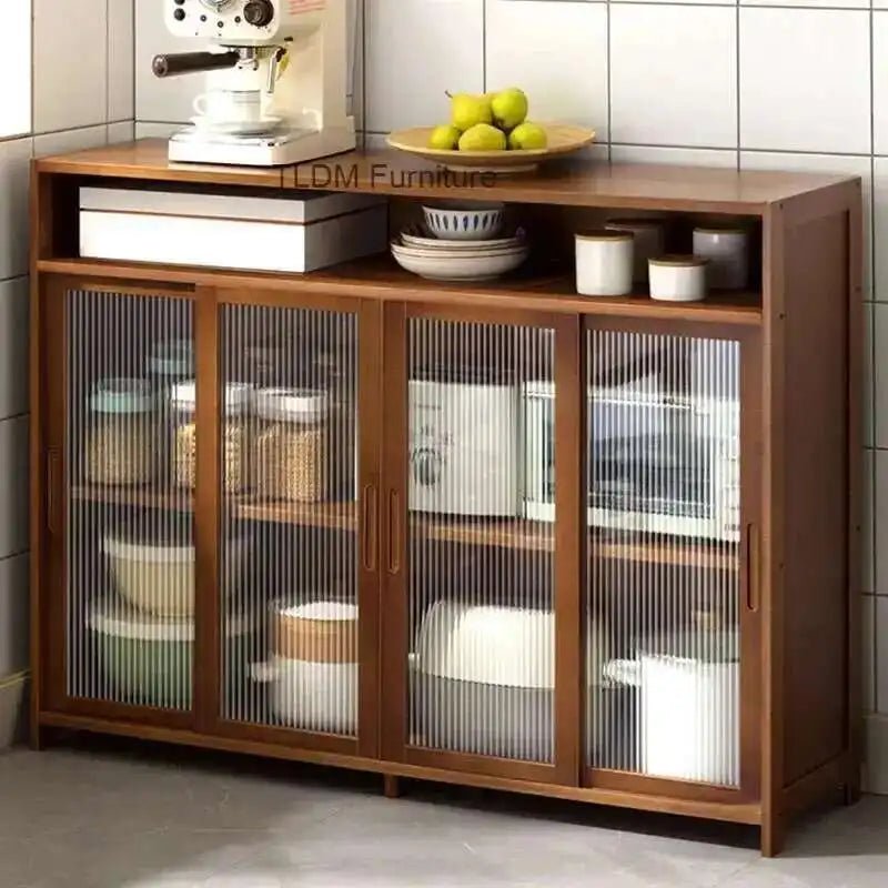 Modern Minimalist Kitchen Cabinet for Home Dust-proof Two-way Sliding Door