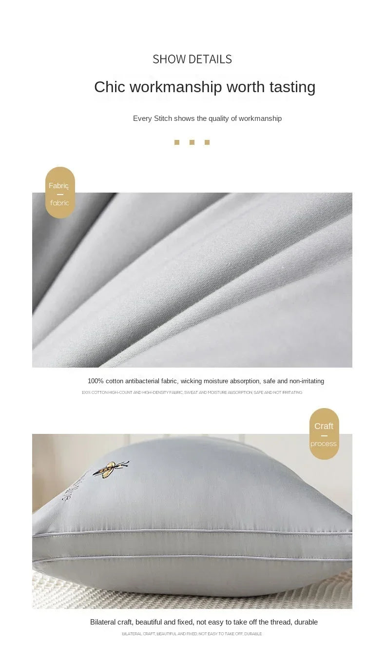 100% Cotton Soy Fiber Pillow Core Cotton Washable Pillows Grade A Low Pillow