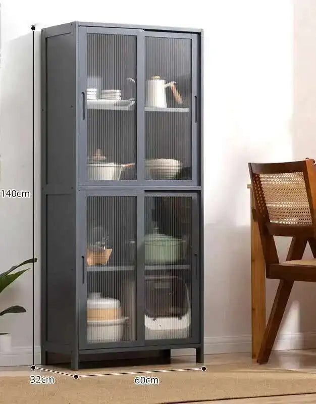 Modern Minimalist Kitchen Cabinet for Home Dust-proof Two-way Sliding Door