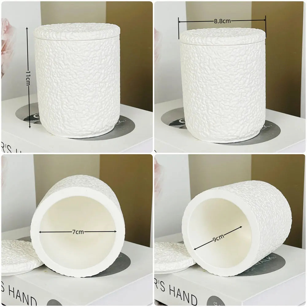 Concrete Lava Jar Candle Cup Mold DIY Round Plaster Storage Box Cement Plant