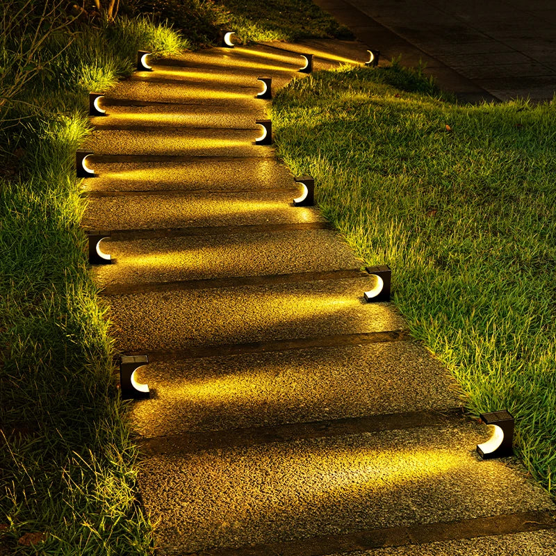 8/12Pcs Solar Step Lights Pathway Stair Outdoor Garden Lights Waterproof Lights