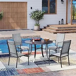 All-Weather Rattan Patio Dining Set with 60