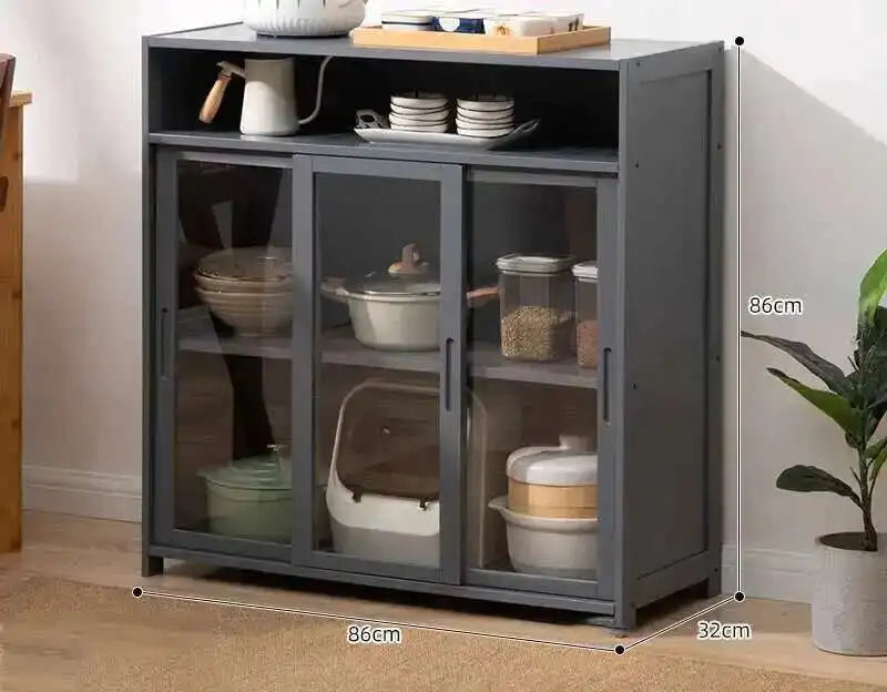 Modern Minimalist Kitchen Cabinet for Home Dust-proof Two-way Sliding Door