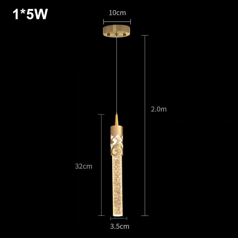 Modern Luxury Crystal Pendant Lamps Home Decor Bedside Hanging Light