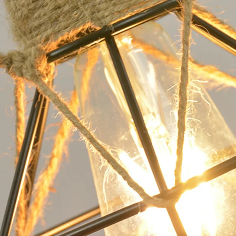 Vintage Pendant Light Hemp Rope Iron Art Industrial Style Originality Chandelier