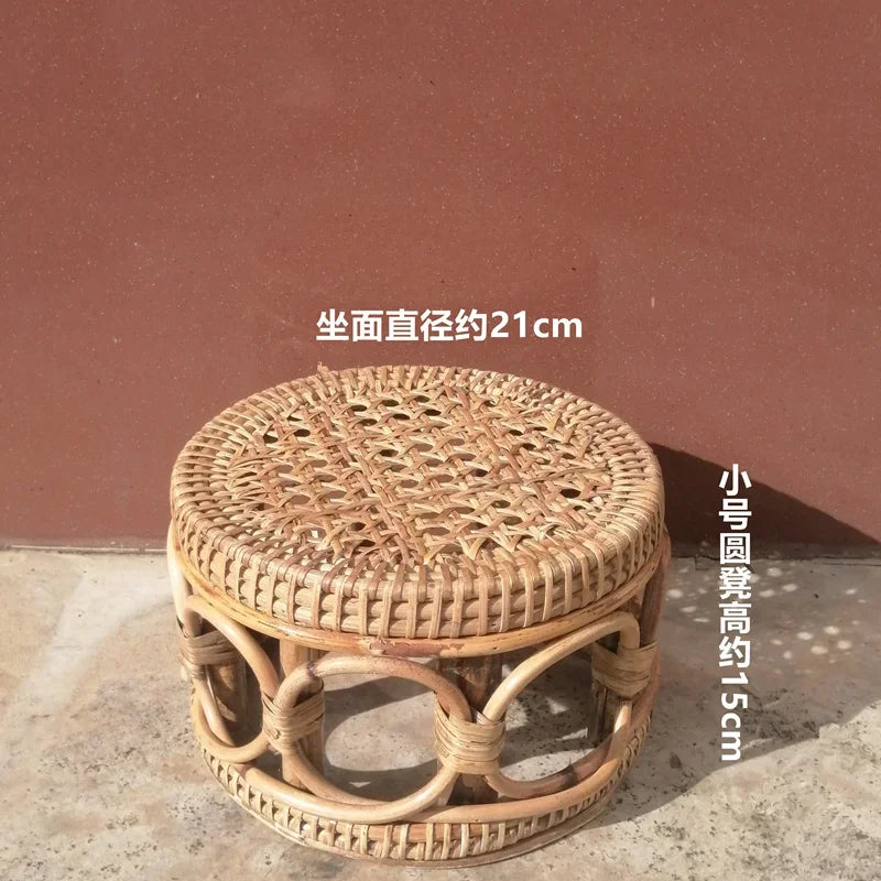 Rattan Low Stool Living Room Small Apartment Round chair Ottomans
