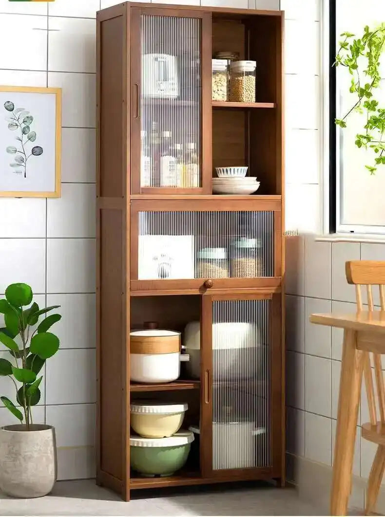 Modern Minimalist Kitchen Cabinet for Home Dust-proof Two-way Sliding Door