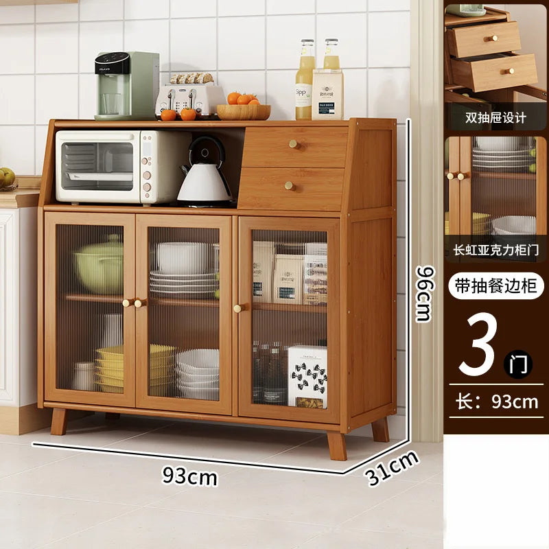 Bamboo solid wood kitchen cabinets furniture sideboard side table furniture
