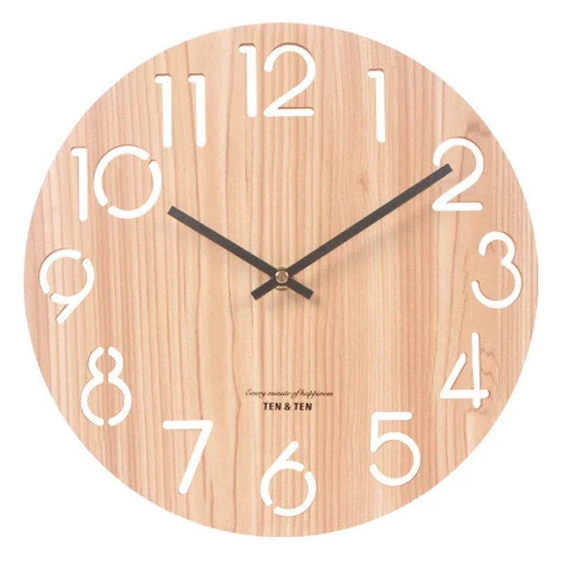 Wooden 3D Wall Clock Modern Design Nordic Brief Living Room Decoration