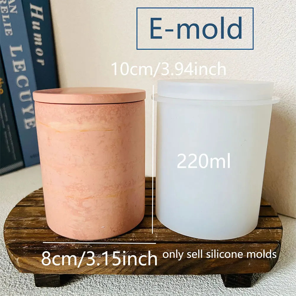 Concrete Lava Jar Candle Cup Mold DIY Round Plaster Storage Box Cement Plant