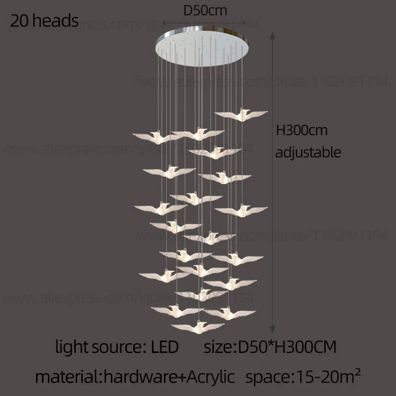 Led Bird Pendant Lamp Home Decoration Lighting Hanging Lamp Design Chandelier