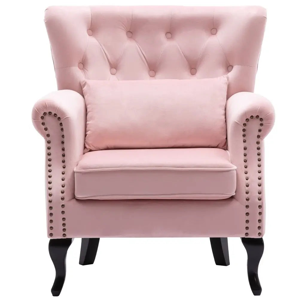 Accent Chair for Living Room Velvet Button Tufted Armchair Wingback Chair