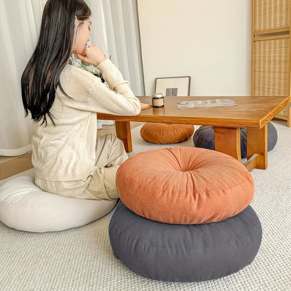 Thick Round Cushion, Soft & Comfortable Full-Filled Meditation Yoga Pillow Orange