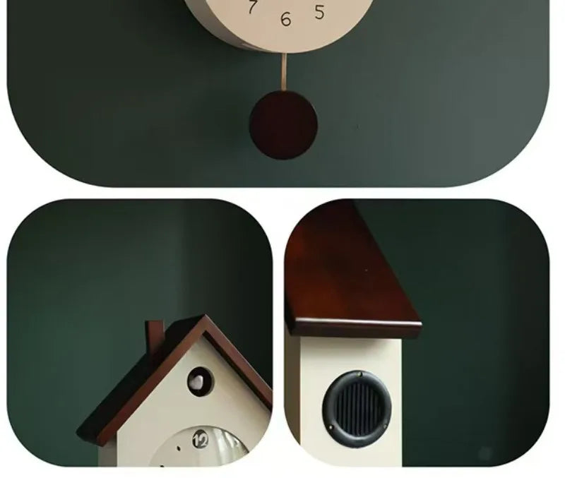 Wooden Cuckoo Bird Wall Clock Pendulum Creative Living Room Pendulum Clock