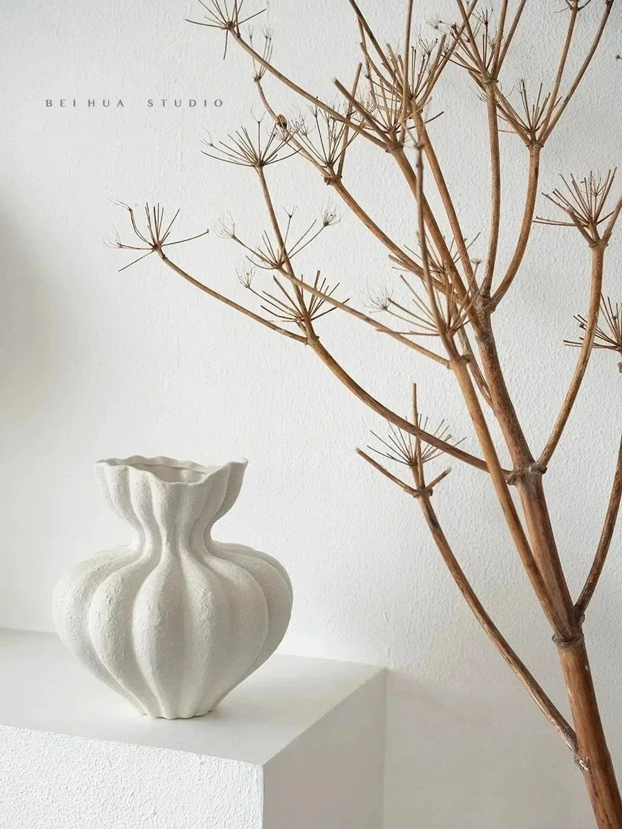 French Ceramic Vase Minimalist Floral Vessel Table Centerpiece Home Decor