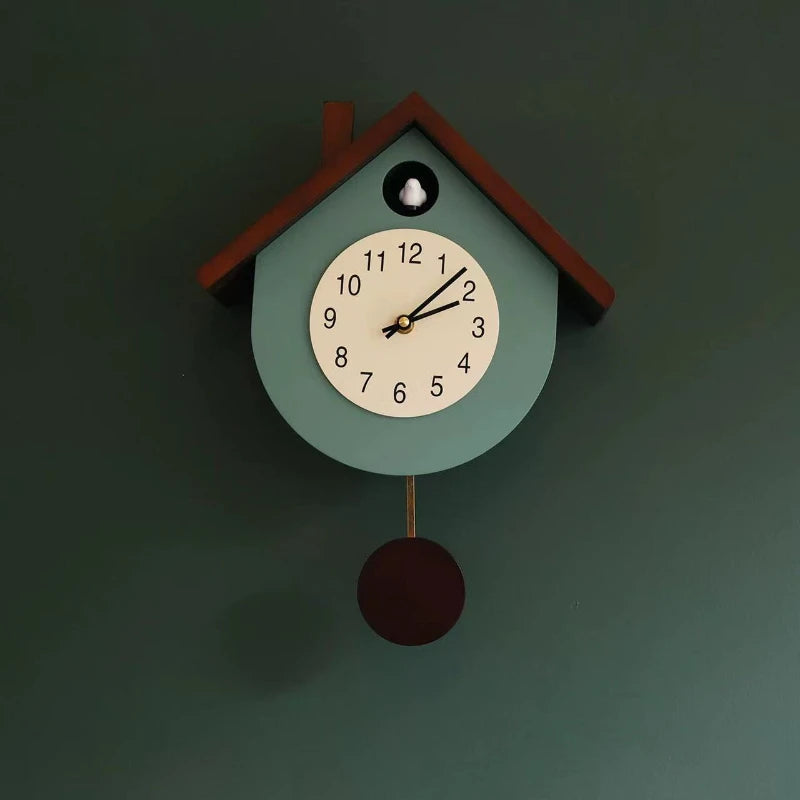 Wooden Cuckoo Bird Wall Clock Pendulum Creative Living Room Pendulum Clock