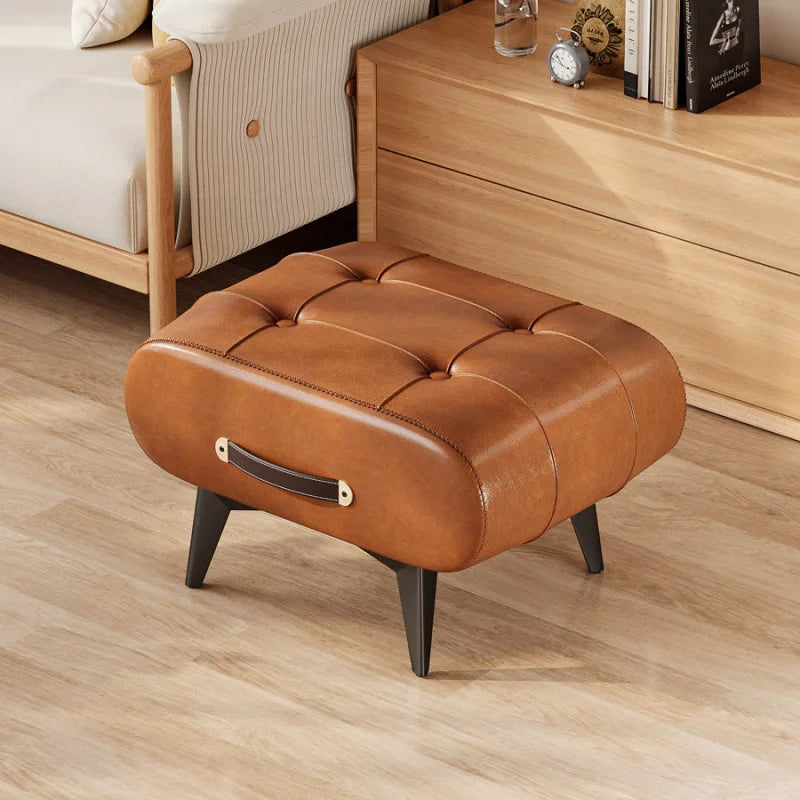 Foldable Foot Stool Extra Thick PU Leather & High-Density Foam Portable