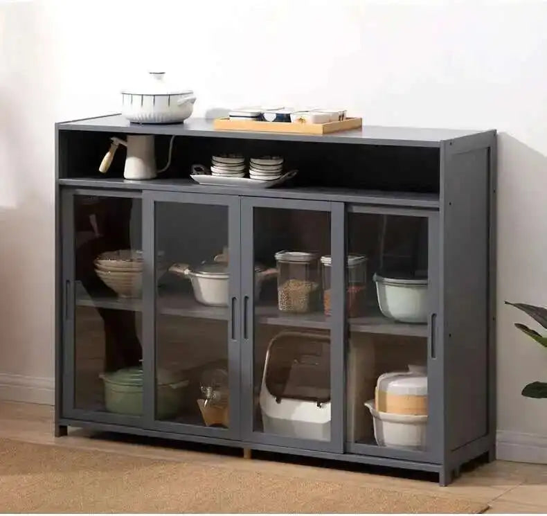 Modern Minimalist Kitchen Cabinet for Home Dust-proof Two-way Sliding Door
