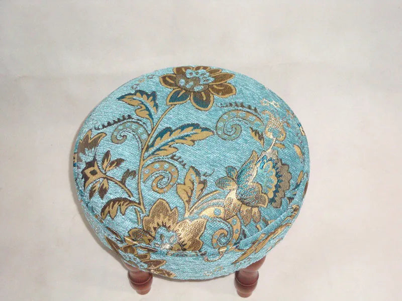 ‌Velvet Fabric Footstool, Entryway Shoe Storage Bench, Round Ottoman Pouf