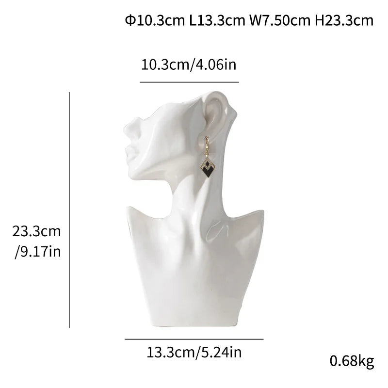 Modern Simple Female Side Face Bright Glaze Ceramic Vase Nordic Style Clothing