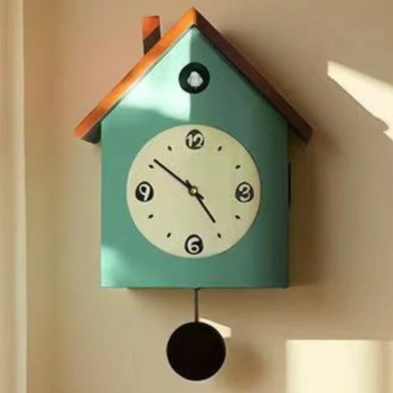 Wooden Cuckoo Bird Wall Clock Pendulum Creative Living Room Pendulum Clock